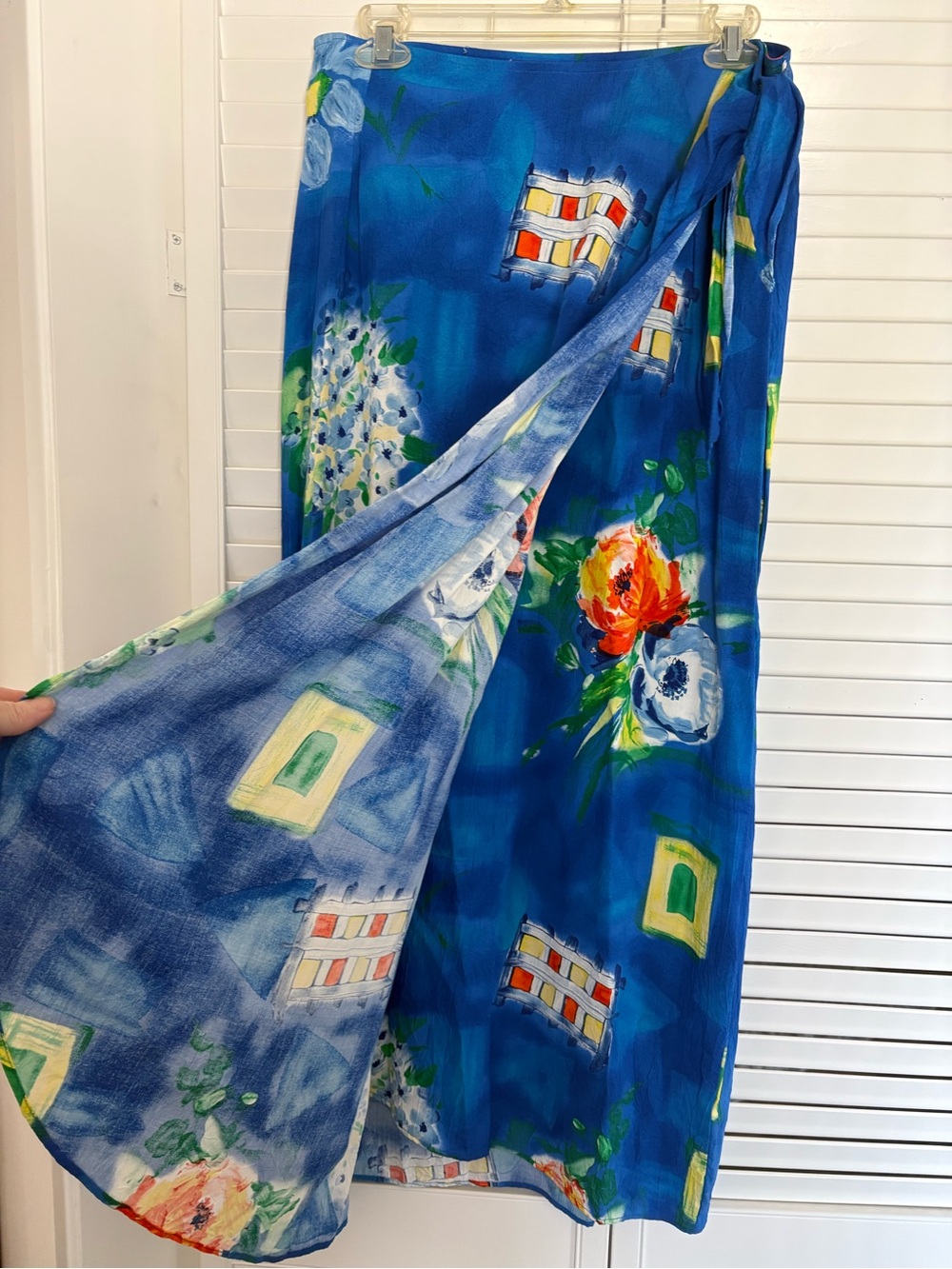Vintage 90’s Jams World BLUDRANGEA Sarong Maxi Wrap Skirt Painted Floral L - XL